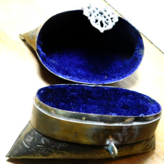 BAG~Brass & Copper Pillow Trinket Purse With Felt Lining Inside Antique Damaged