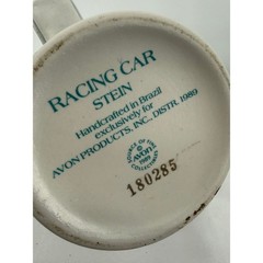 Vintage Racing Car Stein Beer Mug Avon 1989 Brazil Race Car Collectible Lidded
