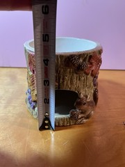 VTG Fitz and Floyd Woodland Fall Scene Owl Squirrel On Tree Stump Warmer EUC