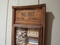 Decorative Rustic Look Washboard With Seeds Corn Beans Nuts & Sunflowers Hangs