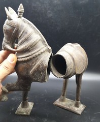 Unseen Very Unsual Late Mughail Period Antique Jewellery Box Bronze Horse Satute