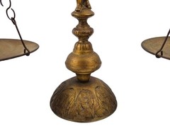 Vtg Solid Brass Cherub Table Decor Balance Justice Scale 50s 60s Mid-century
