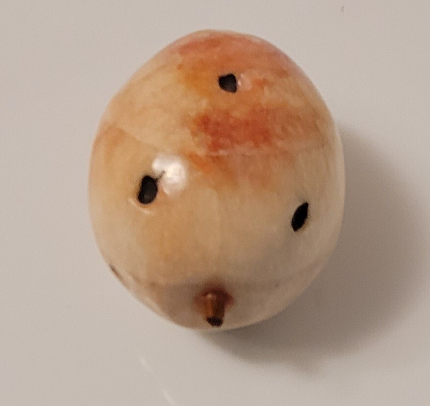 Vintage Italian Alabaster Stone Fruit Wood Stem Black Spots