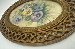 Homco Gold Lattice Frame Fran Anderson Vintage Floral Print Cottagecore Frame