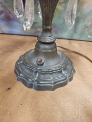 #5283 A Rare Pair Of Brass and Crystal￼ Candelabra Lamp 1800’S “WORKING”