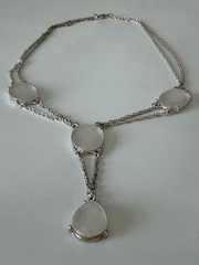 Vintage Silver Noav rhinestone station Y Necklace 18″