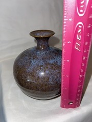 Vintage Pottery Vase Signed Purple Beautiful ￼