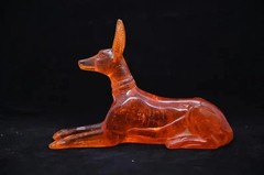 Rare Ancient Egyptian Antique Statue God Anubis Afterlife Amber Stone Egypt BC