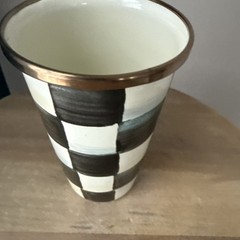 Retired Mackenzie Childs Courtly Check 10 Oz Enamel Tumbler NWT Rare