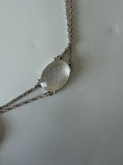 Vintage Silver Noav rhinestone station Y Necklace 18″