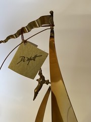 John DeMott Vintage Signed Brass Sailboat Sculpture Nautical Boat Seagull