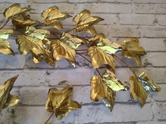 Home Interiors Ivy Leaf Branch Brass Gold Toned Metal Wall Decor 2 Piece 1106DH