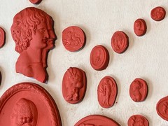 #1013 Grand Tour Revival Neoclassical Vintage Red Plaster Cast Waxed Intaglio Ar