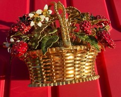 Gorham Jane Hutcheson Brass Basket Fleurs des Siecles Enamel Strawberries