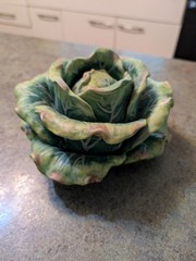 Vintage Detailed Ceramic Life-Like Cabbage 7.5″ X 4.25″ Unknown Maker