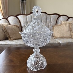 VINTAGE BLEIKRISTALL/HOFBAUER GERMANY LEAD CRYSTAL BYRD’S COLLECTION CANDY DISH