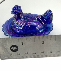 Mini AND Medium Carnival Cobalt Blue Mosser Hen on Nest Salt Cellar / Trinket