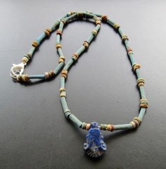 NILE Ancient Egyptian Lotus Amulet Mummy Bead Necklace ca 600 BC