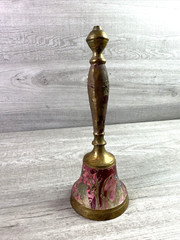 Vintage Unbranded Hand Painted Floral Brass Bell 9.25”