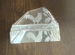 Steinbach Signed Diamond Engraved Art Optical Crystal Prism Rooster