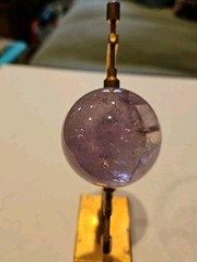 Brass Caliper with Crystal Ball Vintage Table Decor