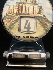 Vintage Mont Saint Michel Perpetual Flip Chrome Desk Calendar France