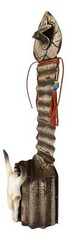 Rustic Western Beaded Bull Cow Skull Bottle Cap Opener With Bucket Catch 21″H
