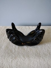 Nancy Funk Pop Art Black Ceramic Hands. Signed NA Taiwan Sticker