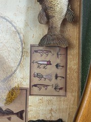 Rustic Canoe Shadow Box Fishing Wall Art – Bass, Lures, & Miniature Oars