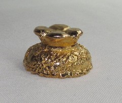 Vintage Gold Plated Egg Holder Display Stand – Heavy Ornate Footed .75″ x 1.25″