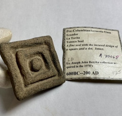 Pre-Columbian Ecuador Terracotta Seal La Tolita Tolita Culture Certified Ancient