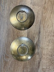 Vintage Rare Two Metal wall hanging with painted Dishes