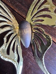 NIB Set Of 3 VTG Home Interior Gold Metal Wood Butterflies Art Decor Shabby Chic