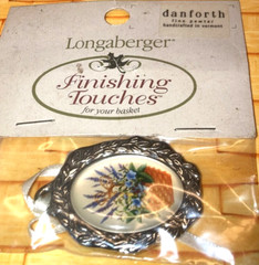 Longaberger Danforth Pewter Tie-On from The Homestead-Basket w/Flowers-NEW!!!