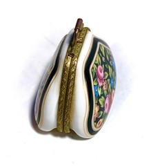 France French Limoges Floral Purse Satchel Bag Trinket Box Peint Main Limoge