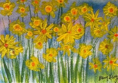 ACEO Original Mixed Media Painting by Mary King – Sunflowers