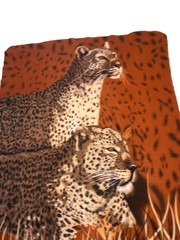 Vintage 😊 Rare fleece thin blanket 58” x 47” Two Leopard Cats￼ Brown Fun