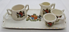 VTG Coat Arms United Kingdom Dieu Et Mon Droit God & My Right Porcelain Tea Set