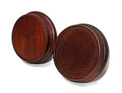 Wood Bases Display Stands Mahogany Stain Round Set 2