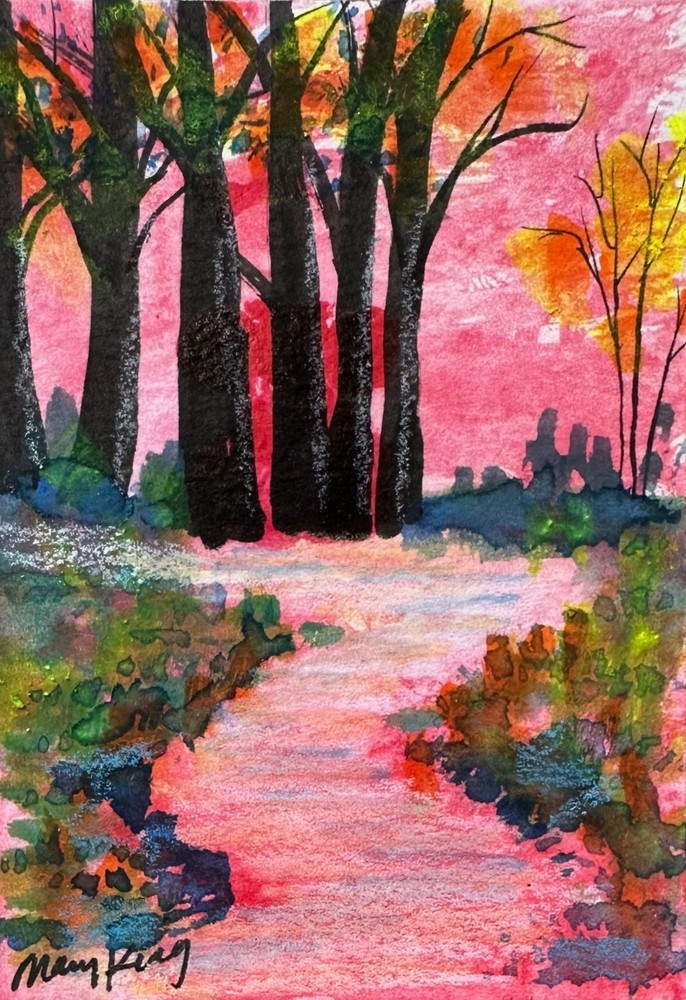 Original Watercolor ACEO Painting by Mary King – Glowing Path