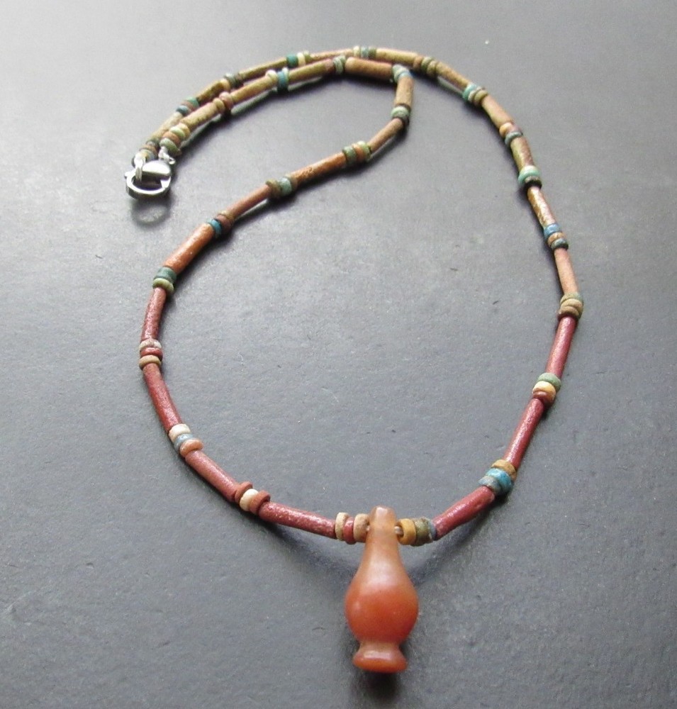 NILE Ancient Egyptian Amulet Mummy Bead Necklace ca 600 BC