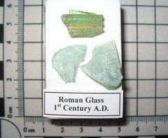 Roman Empire blue glass fragments in display case 1st century AD Jerusalem #9