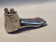 Macabre Memento Mori Severed Foot Exposed Bone & Blood Metal Charm Gothic Rare