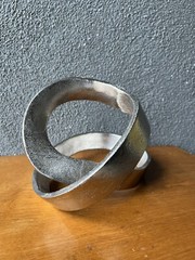 Mental Abstract Ribbon Sculpture Metal Art Modernist Mid Century Mcm