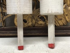 Set of 2 Vintage Bouy Wood White Red Stripe Marked LH-06 Lobster Nautical Decor