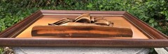 NAUTICAL, FRAMED, COPPER CLAD “3D” SHIP MODEL Victor Personette 22X16″