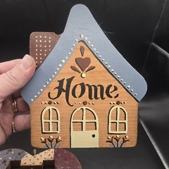 Lot Of 2 Cottagecore Farmhouse Wooden “Home” Handmade Wall Decor Patchwork Heart
