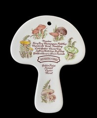 Weiss Mushroom Shaped Kitchen Wall Plaque Vintage Hand Painted Brazil 1980