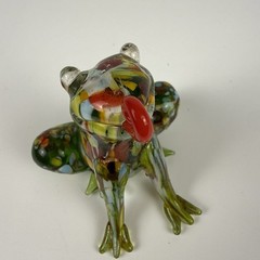 Fitz and Floyd Art Glass Frog Figurine Multicolor Millefiori Hand‑Blown Display