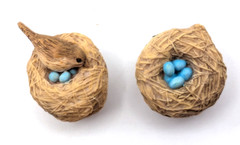 MARJOLEIN BASTIN Hallmark Bird Nest Clip Pair, Blue Eggs Ornaments Vintage, NEW